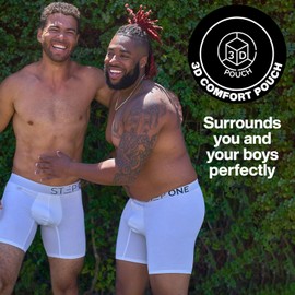 STEP ONE Mens Underwear Trunk Briefs, 1 Pair, Underwear for Men, Moisture Wicking, 3D Pouch + No Ride Up Trunk Briefs for Men Purple and Grey X-Large