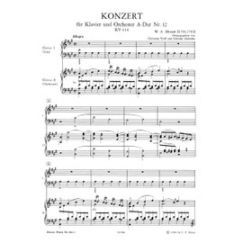 Piano Concerto No. 12 in A K414 & Rondo in A K386 (Edition for 2 Pianos): Urtext, Cadenzas by Christian Zacharias (Edition Peters)