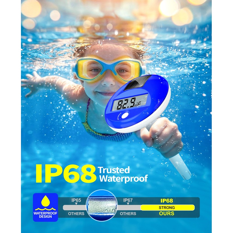 Sinbyuer Solar Digital Pool Thermometer Floating Easy Read with One