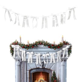 chmacura Baby Shower Wreath Bow Birthday Craft Ribbon Ornaments White Bow Wedding Anniversary Hanging Bows for Home Front Door Decorations