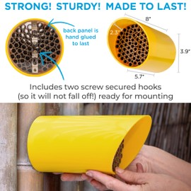 Rivajam Color Splash Mason Bee House - Vibrant & Strong Waterproof Bee Hotel & Insect Habitat - Mason Bee Tubes Filled Bee Houses for The Garden - Pollinator House Bug Hotel Gardening Gifts
