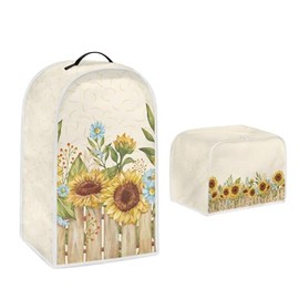 DISNIMO Farmhouse Sunflower 2 Slice Toaster Cover, Kitchen Small Appliance Dust Cover with Blender Dust Cover, Stand Mixer or Coffee Maker Appliance Cover, Dust and Fingerprint Protection,Set of 2