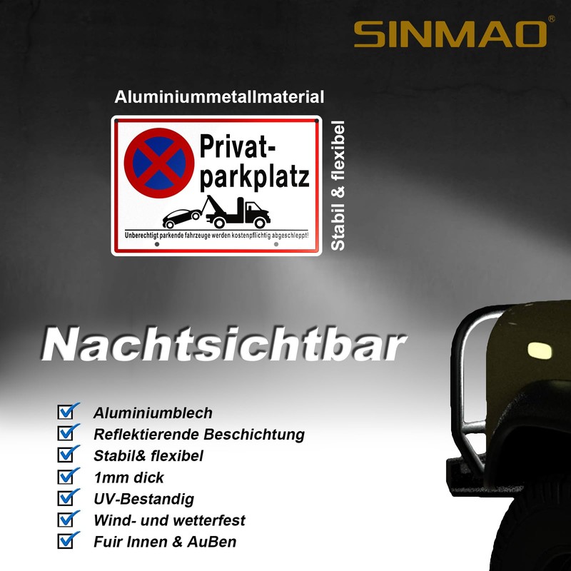 SINMAO Private Parking Sign with Post Holder Aluminium 30 x