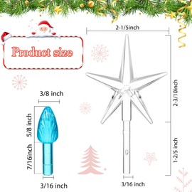 100 Pieces Plastic Christmas Tree Bulbs and 5 Stars Replacement Tree Bulbs for Ceramic Christmas Tree Decorations (Blue, 4.7 mm Diameter)