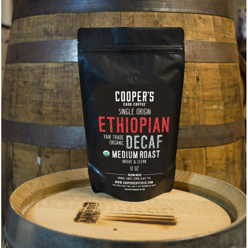 Organic Ethiopian Decaf Swiss Water Processed SWP, Ground Coffee (12oz