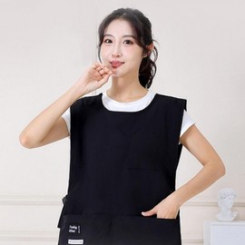 Waterproof Coated Apron for Cafe, Nail Salon, Barista, Workshop, Commercial Use PU Black