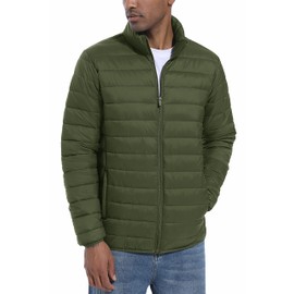 MAGCOMSEN Puffer Jacket Men Packable Down Jacket Lightweight Winter Coats Waterproof Insulated Jackets Army Green XL