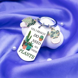 VMHEFAV Plant Keychain Garden Gifts For Mom Women Unique Birthday Gift For Plant Lover Best Mothers Day Gifts for Gardeners Plants Lady Cool Cactus Keychain Plants Themed Gardening Gift for Mom Women