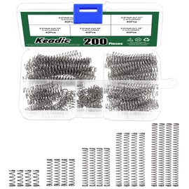 Keadic 200Pcs Mini Stainless Steel Extension Springs Assortment Kit, 0.4mm Wire Dia,5mm Outer Dia, 10mm-50mm Free Length Mechanical Compression Coil Spring Replacement for Household Applications