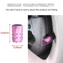 Kewucn 16 PCS Car Tire Valve Stem Caps, Aluminum Air Caps Cover with Rubber Ring, Corrosion Resistant Airtight Dust Proof Covers, Universal Car Accessories for SUV Truck Motorcycle (Pink)