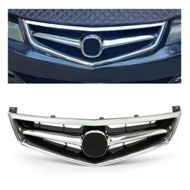 JMTAAT Front Grille Compatible with 2006 2007 2008 Honda Acura TSX Replacement for AC1200112 71121SECA02ZA 71122SECA02 Bumper Grill with chrome molding w/o Emblem Plastic