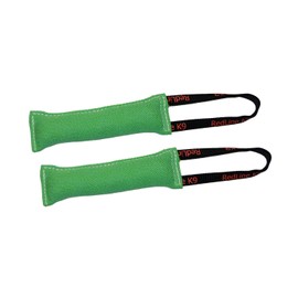 Redline K9 Bundle of 2 French Linen Dog Tug Toy 3 inch X 10 inch - 1 Handles (Green)