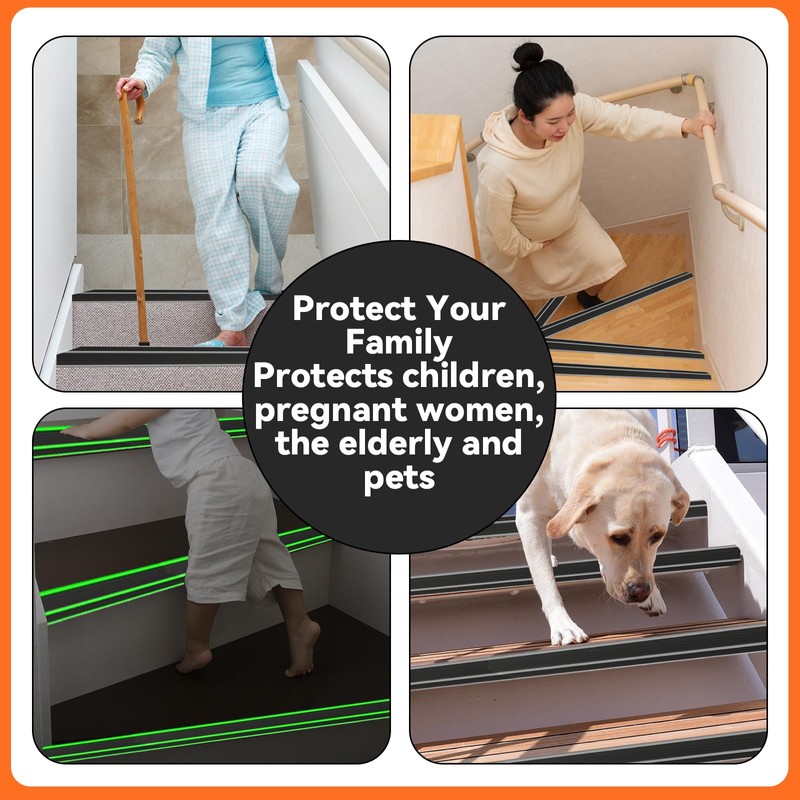 [Glow in The Dark] Stair Edge Trim Protector, Rubber Anti-Slip