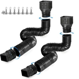 Rodnsurw 2 Pack Flexible Rain Gutter Downspout Extensions,Drain Downspout Extender,Gutter Extension Flexible,Down Spout Drain Extension Pipes,Extendable from 21 to 60 Inches (Black)