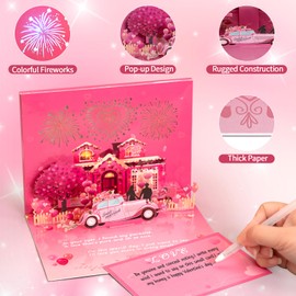 Joyoldelf Valentine's Day Card - Music & Light Pop up Anniversary Card with Fireworks for Him Her Husband Wife Couple, 3D & Pop Up Romantic Greeting Card for Boyfriend, Girlfriend