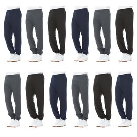 Yacht & Smith 12 Pack Wholesale Mens Jogger Sweatpants, No Pockets, No Drawstring, Homeless Shelter Donation, Comfy Bulk Joggers for Men, Gray Black Navy Blue (X-Large)