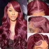 UYGLJK Red 13x6 Body Wave Lace Front Wigs Human Hair