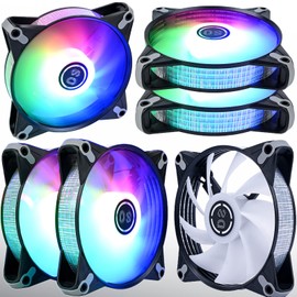 MIWATT Fixed Colour RGB, Pack of 6 120 mm Molex Powered Computer Lighting Fan, Upgraded Quiet 18 dBA, Up to 1500 rpm