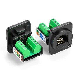 Jienk 2PCS RJ45 Female Panel Mount Screw Terminal Adapter, D-Type RJ45 8P8C Female to 8pin Terminal for Cat5e LAN Network Bulkhead Coupler