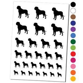 English Mastiff Dog Solid Temporary Tattoo Water Resistant Fake Body Art Set Collection - Black (One Sheet)