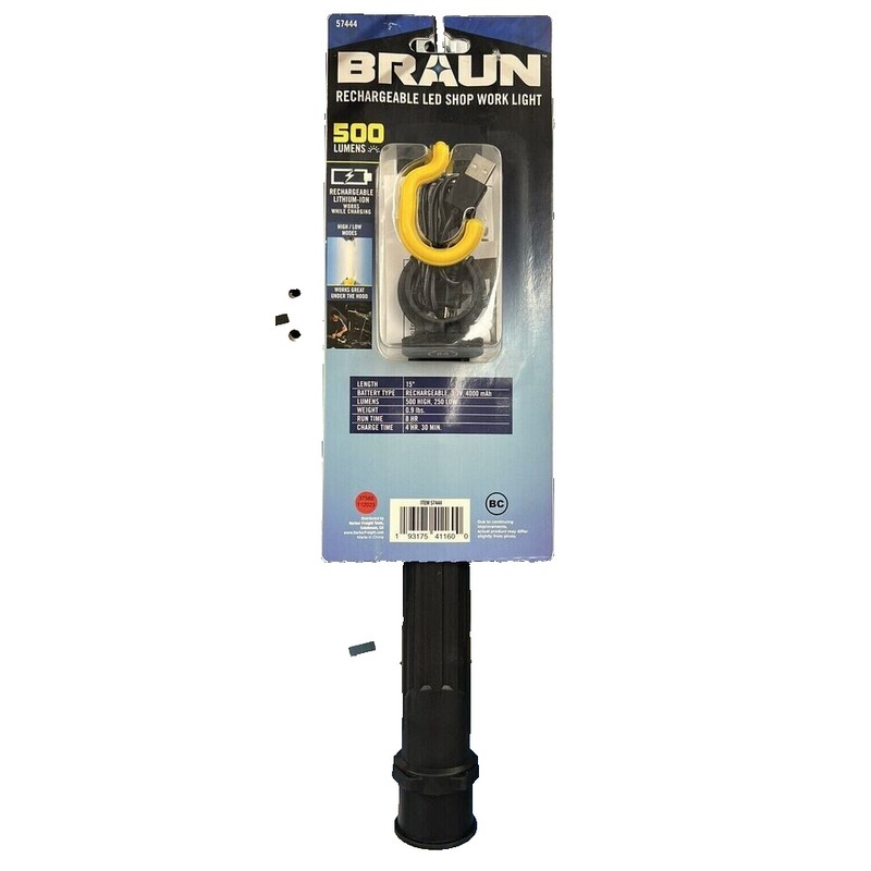 Braun 500 Lumen Rechargeable LED Work Light Shop Light Mechanic