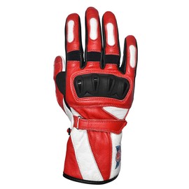 BAR Polaris Leather Touring Gloves for Women with Reinforced Heel and Hard Knuckle Protectors Red (Small)