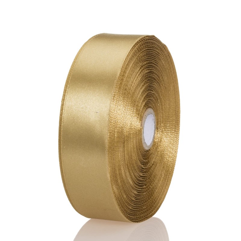 YASEO 1 Inch Champaign Gold Solid Satin Ribbon, 50 Yards