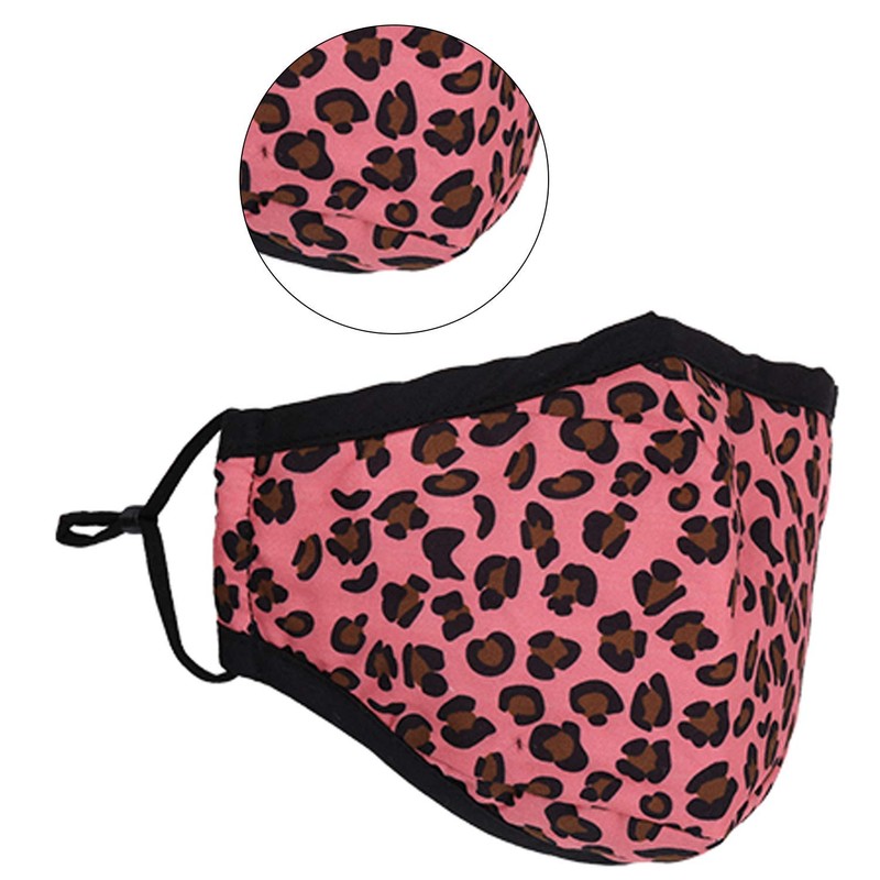 Washable Reusable 3 Layers Cotton Cloth - Pink - Leopard