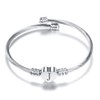 FGT Silver Initial Letter Cuff Bracelet Women Bangle Heart Cuff