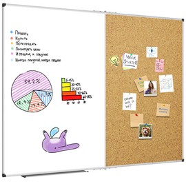 XBoard Magnetic White Board and Bulletin Corkboard Combination, 60 x 48 Inch Foldable Dry Erase & Cork Combo Board for Wall with Aluminum Frame, 5' x 4' Notice Memo Board Pin Vision Board