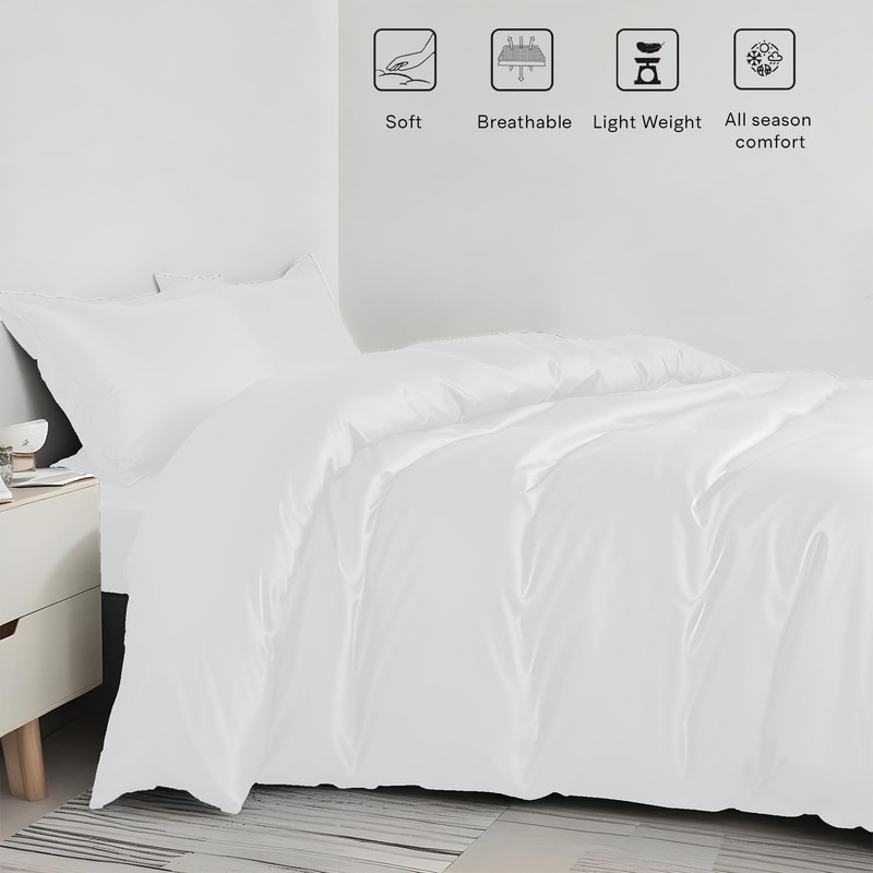 Linenwalas Tencel Lyocell Duvet Cover Set, Eucalyptus Cooling Lightweight Silk