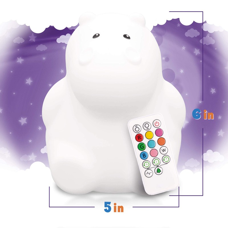 LumiPet Hippo Kids Night Light, Huggable Nursery Light for Baby
