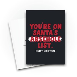 Funny Novelty Christmas Cards | You're On Santa's Bad List | Christmas Present Xmas Celebration | Banter Funny | CBH1375