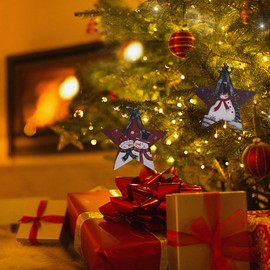Christmas Star Hanging Ornament Metal Snowman Decor Set of 2, 6X5.6 Inch Rustic Christmas Tree Snowman Decoration Star Ornament Wall Door Hanging Decoration Party Decor (Star Ornament)