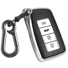 Kirsnda Texture key fob cover case keychain Compatible with Lexus,Soft TPU key case/skin,4-Buttons fit ES IS GS NX RX RC GX LX 570 200 250 300 350 h F Sport Remote Key Vehicle Accessories,silver