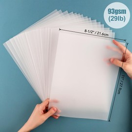 Briartw 90 Sheets Translucent Vellum Paper, 93gsm 8.5 x 11 inches Printable Vellums,Heat Resistant Frosted Smooth Vellum Paper Sheets,for Card Overlays, Invitations Belly Bands, Envelope, Lantern