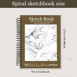 DSTELIN DSTELIN 2 Pack Spiral Bound Sketchbook, 9" x 12" Artist Sketchbook with Hard Cover for Drawing, Illustration and Art Class Students