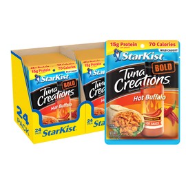 StarKist Tuna Creations BOLD Hot Buffalo, 2.6 oz Pouch (24 Pack) Ready to Eat Wild Caught Tuna, 15g Protein, 70 Calories Per Serving, Gluten Free, Soy Free, Kosher, Perfect for Keto Meals and Snacks