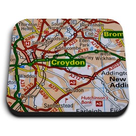 1 x Square MDF Fridge Magnet - Croydon London England Travel Map 44746