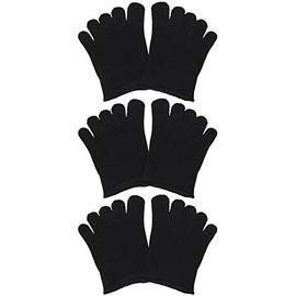 Ibiza Store 3 Pair Set, Silk, Cotton, Toe, 5 Toe Socks, Silk, Black x 3