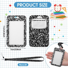 Geyoga 12 Packs Teacher ID Badge Holder Set with Lanyard Teacher Appreciation Gifts Notebook Composition Book Pencil Lanyard Card Holders for Back to School Classroom Gifts