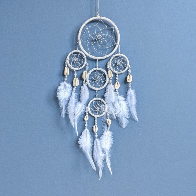 NATURAL WHITE DREAMCATCHER NATURAL CREAM FEATHERS DREAM CATCHER