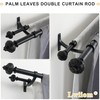 Lwiiom Heavy Duty Double Curtain Rod with Palm Leaves Finials