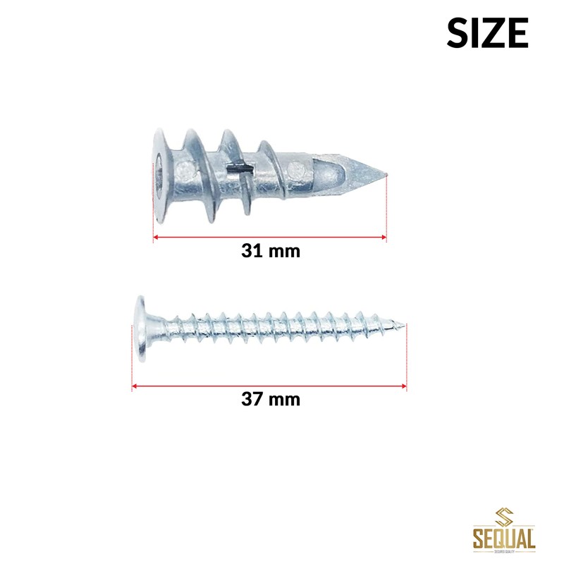 SEQUAL® Metal Driva Plasterboard Fixings & Screws (Pack of 25),