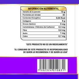 Colágeno Hidrolizado Resveratrol, Semilla de Uva, Vitamina C y E – Suplemento Alimenticio para Piel, Cabello y Articulaciones, 450 g