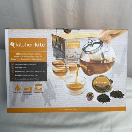 Kitchenkite 1000ml Glass Teapot Infuser with 4 Double Wall Glass Cups BRAND NEW!