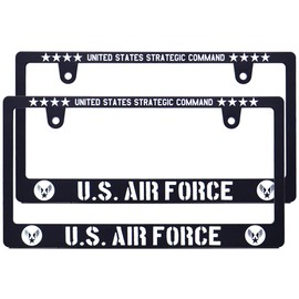 Air Force License Plate Frame, Black, Matte, Black, US Air Force, License Frame, For Cars (Set of 2)