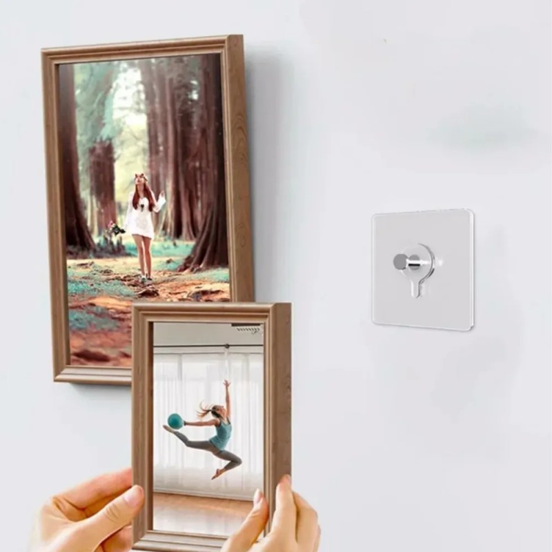 Ganchos Adhesivos Fuertes De Pared Para Colgar Fotos, Cuadro Plateado