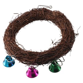 GetCoupon Rattan Weave Bird Climbing Chew Bite Toy, Practical Wooden Ring Shaped Parrot Chew Toy, Multi-Function