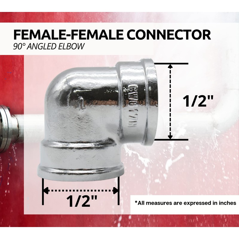DOJA Barcelona 90° Threaded Fitting Made of Chrome-Plated Brass 1/2